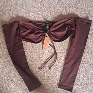 LARGE.   SKIMS LONG SLEEVED TIE BIKINI TOP
